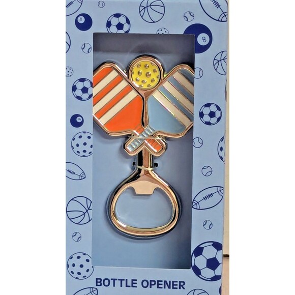 Pickleball and Ball Bottle Opener Kitchen Barware Silver Metal 3.5-in Gift NEW - Picture 3 of 3